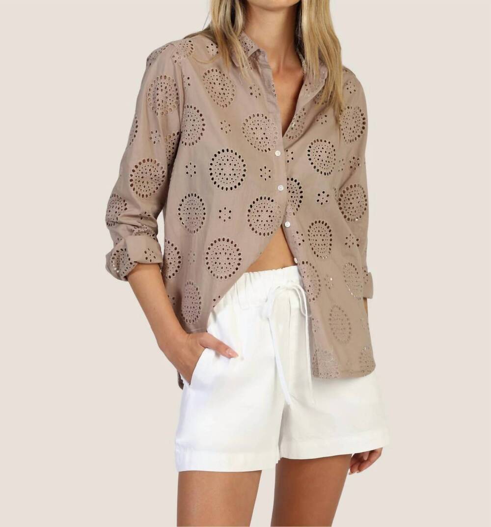 NEW DYLAN elle button up top in desert taupe